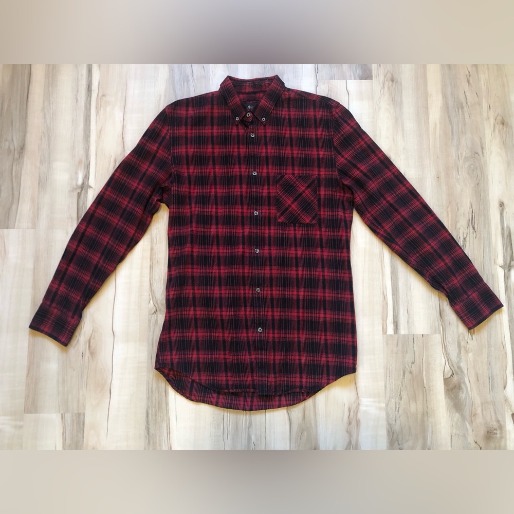 Zanerobe 7 Foot Tall Red and Black Plaid Button-Down Shirt 100% Cotton